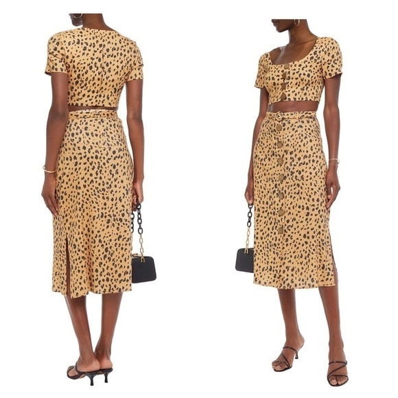 Nicholas Shirt NWT Leopard Tencil Crop Top in Amber New 2 - Picture 2 of 12